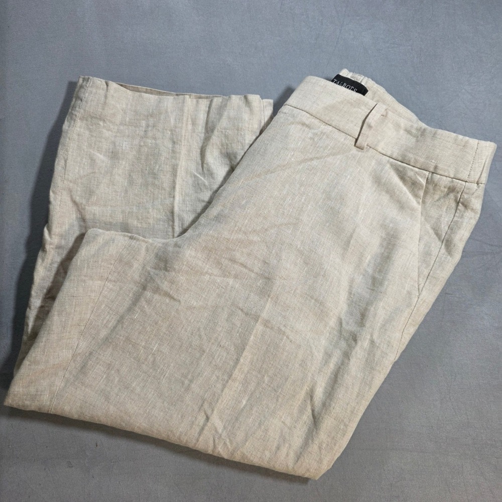 Talbots Women's Wide Leg Pants in Light Beige Linen
